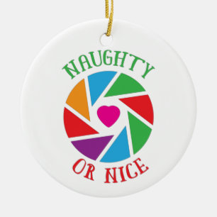 Naughty oder Nice Santa Cam Funny Moderne Weihnach Keramik Ornament