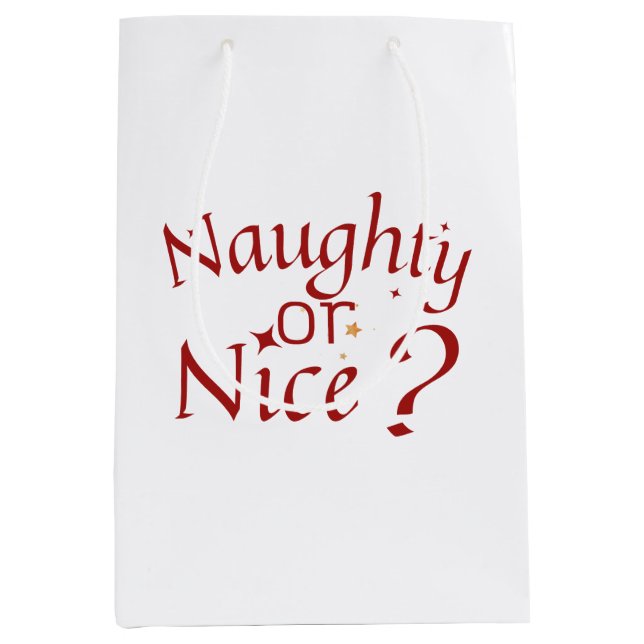 Naughty oder Nice? - Spielerische Holiday Typograf Mittlere Geschenktüte (Vorderseite)