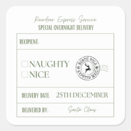 Naughty oder Nice Weihnachtsspeziallieferung Quadratischer Aufkleber