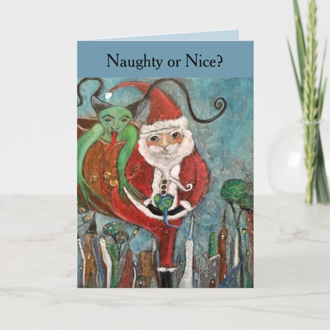 Naughty oder Nice Whimsical Art Weihnachten (Vorderseite)