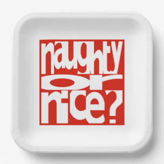 Naughty oder Nice zeitgenössisches Weihnachtspapie Pappteller