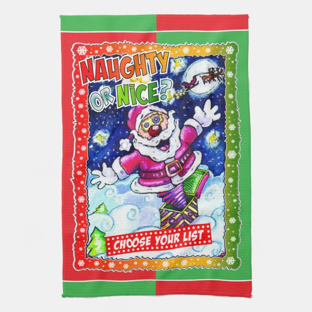 Naughty or nice, choose your list geschirrtuch (Vertikal)
