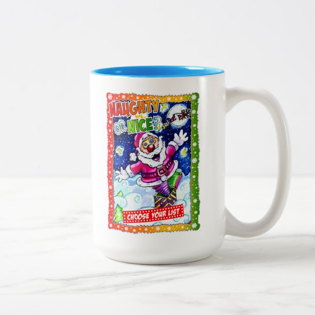 Naughty or nice, choose your list zweifarbige tasse (Rechts)