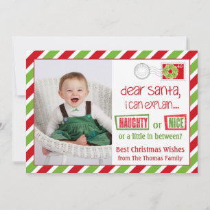 Naughty Or Nice Christmas Postcard 5x7 Feiertagskarte