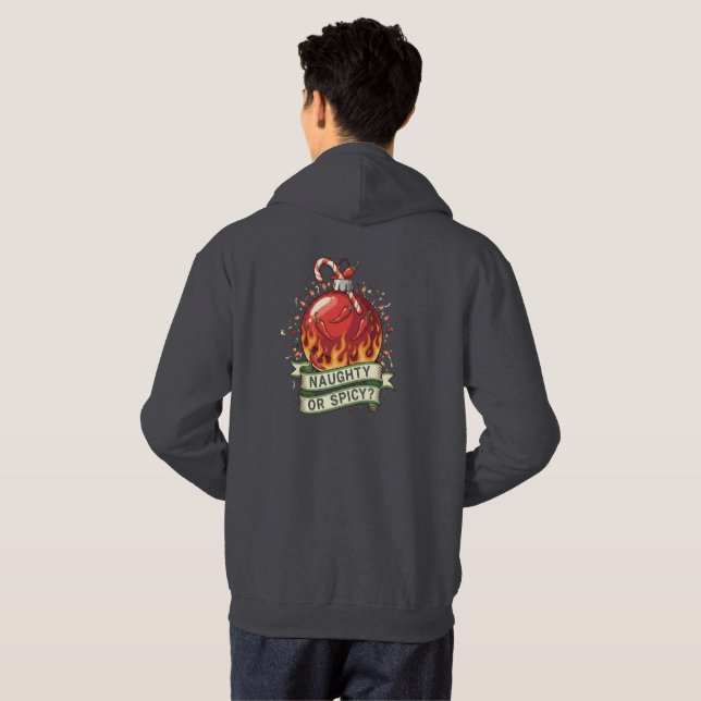 Naughty or Spicy Design T-Shirt Hoodie (Schwarz voll)