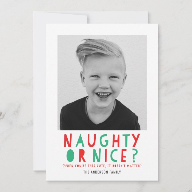 Naughty ou Nice | Carte photo de vacances (Devant)