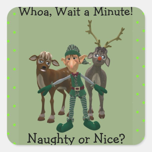 Naughty ou Nice ? Sticker pour elfes et rennes (Devant)