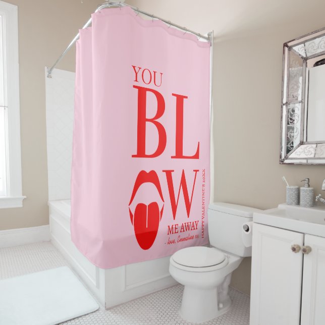 Naughty Pink Red Valentinstag Card Duschvorhang (Beispiel)