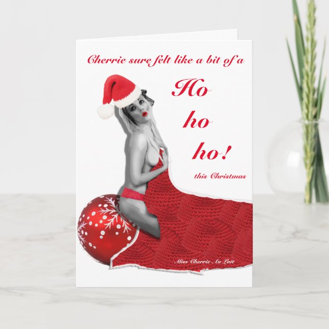 Naughty Pinup Ho Joke Funny Rude Weihnachtskarte Karte (Vorderseite)
