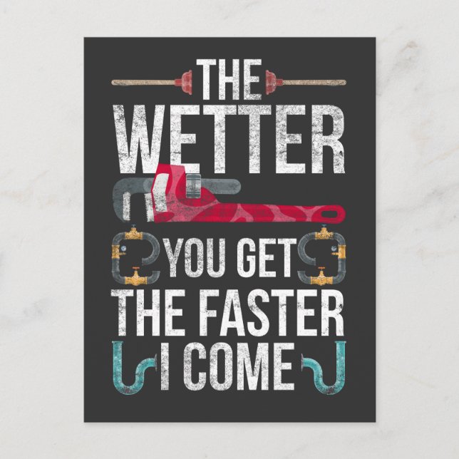 Naughty Plumber Husband und Vater Plumbing Zitat Postkarte (Vorderseite)