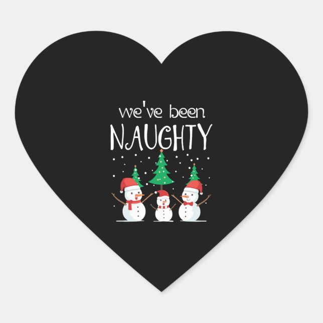 Naughty Pregnancy Ankündigung Snowman Sweater für Herz-Aufkleber (Vorderseite)