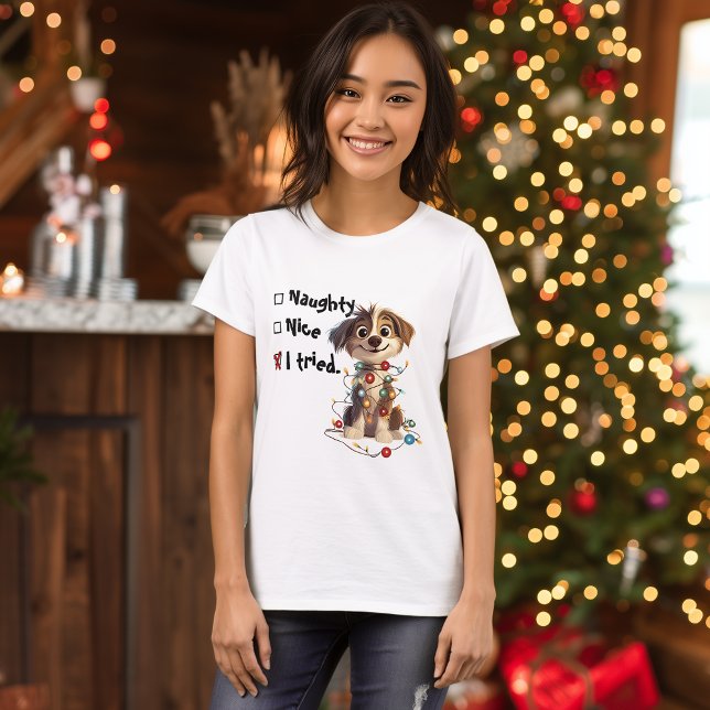 Naughty Puppy Santa Checkliste T-Shirt (Von Creator hochgeladen)