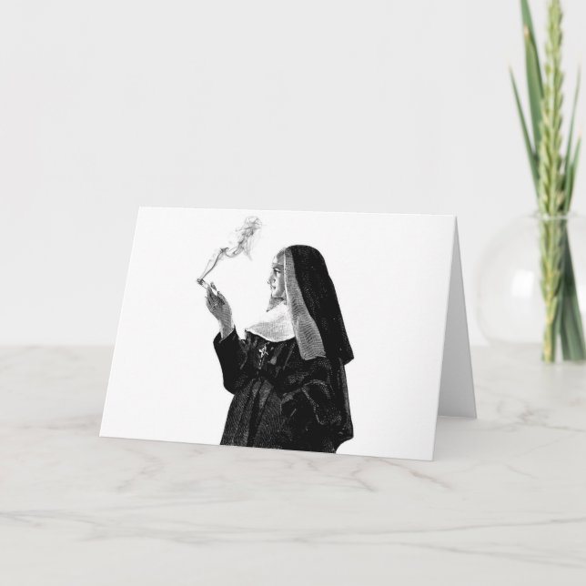 Naughty Smoking Nun Karte (Vorderseite)