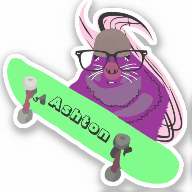 Naughty Squirrel #1024 Individuelle Name Skate Aufkleber (Vorderseite)