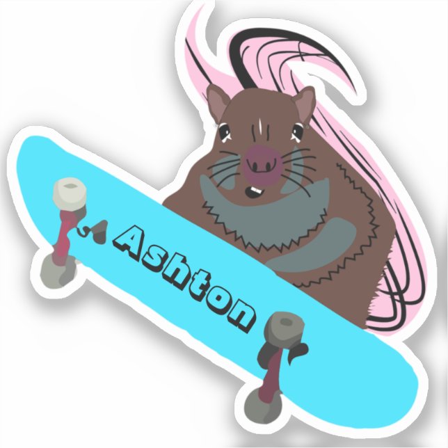 Naughty Squirrel #1028 Individuelle Name Skate Aufkleber (Vorderseite)