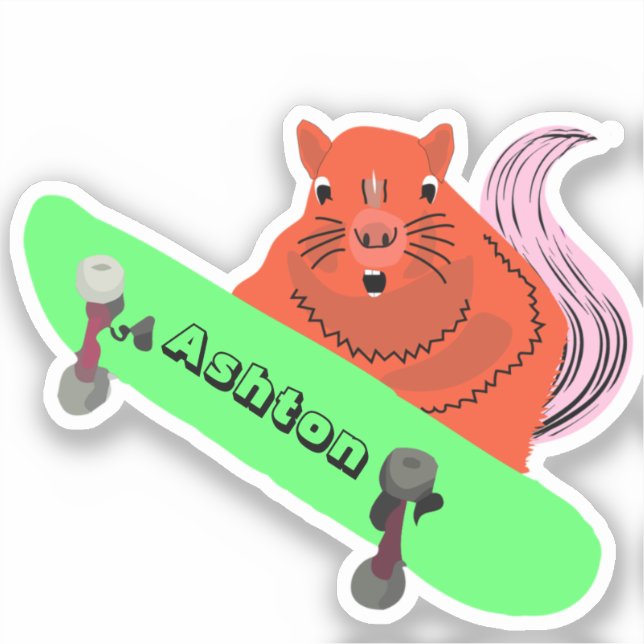 Naughty Squirrel #972 Individuelle Name Skate Aufkleber (Vorderseite)