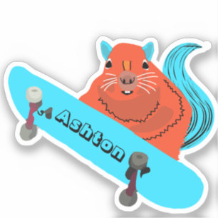 Naughty Squirrel #974 Custom Name Skate Aufkleber