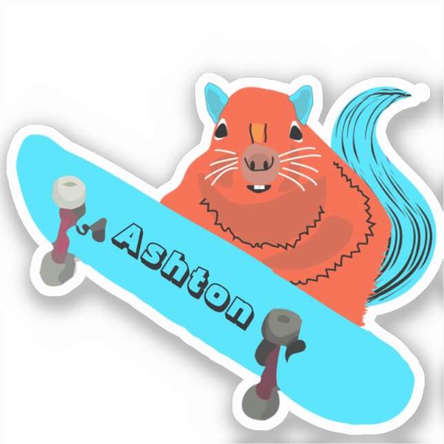 Naughty Squirrel #974 Individuelle Name Skate Aufkleber (Vorderseite)