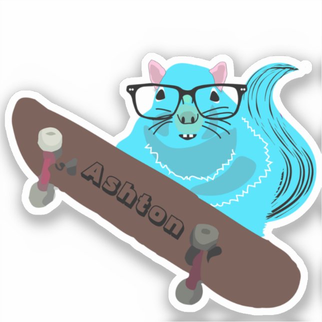 Naughty Squirrel #985 Individuelle Name Skate Aufkleber (Vorderseite)