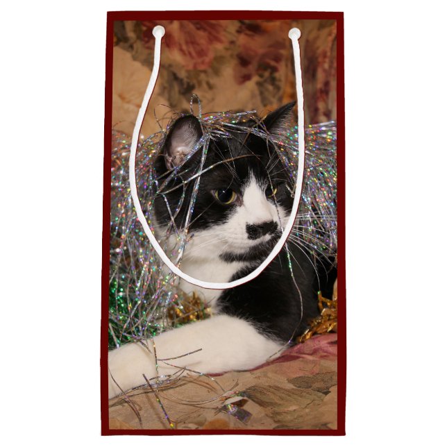 Naughty tuxedo kitty Weihnachten Kleine Geschenktüte (Vorderseite)