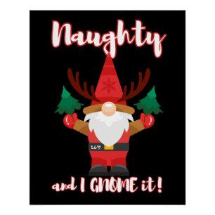 NAUGHTY UND ICH GNOME ES lustige Weihnachten Poster