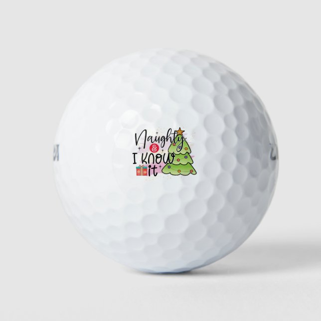 Naughty und ich weiß es - Funny Weihnachten Golfball (Vorderseite)