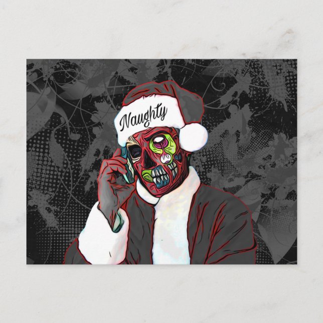 Naughty Zombie Christmas Postcard Feiertagspostkarte (Vorderseite)