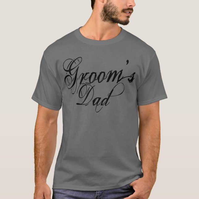 Naughy Grunge Script - Groom's Vater Black T-Shirt (Vorderseite)