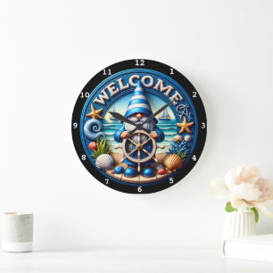 Nauome Gnome Welcome Beach Clock Große Wanduhr