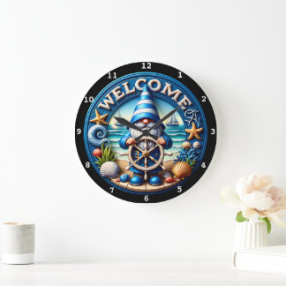 Nauome Gnome Welcome Beach Clock Große Wanduhr