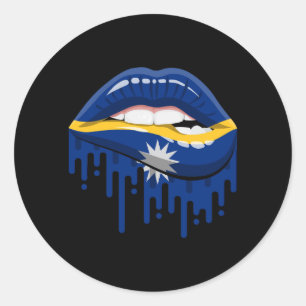 Nauru Lips Stolperflagge Runder Aufkleber