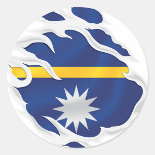 Nauru Ripped Flag Runder Aufkleber