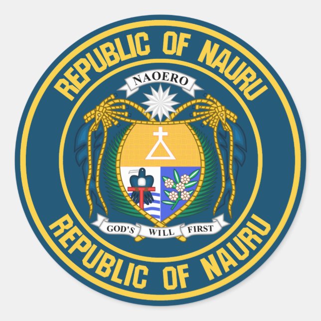 Nauru Round Emblem Runder Aufkleber (Vorderseite)