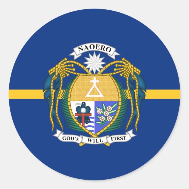 Nauruanische Flagge und Wappen, Flagge Naurus Runder Aufkleber (Vorderseite)