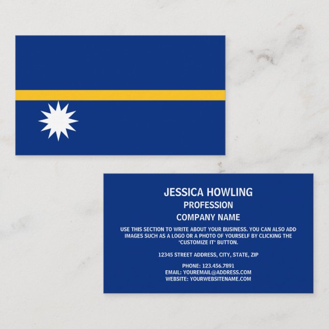 Naurusche Flagge, Flagge von Nauru Visitenkarte (Vorne/Hinten)