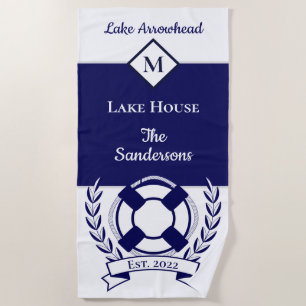 Nausea Blue White Monogram Lake House Be Strandtuch