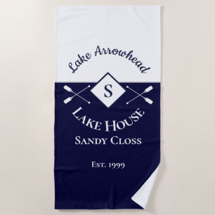 Nausea Blue White Monogram Lake House Strandtuch