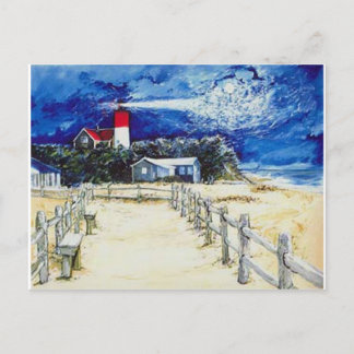 Nauset Light Conferring mit dem Mond Postkarte