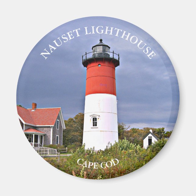 Nauset Lighthouse, Cape Cod MA Round Magnet (Vorne)