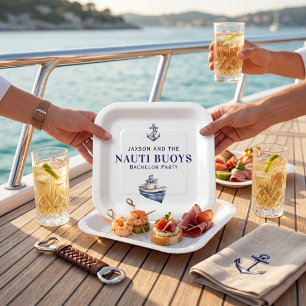 Nauti Buoy Junggesellenabschied Wasserfarbe Nautil Pappteller