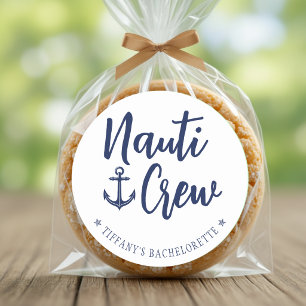 Nauti Crew Anker Nautischer Junggesellinnenabschie Runder Aufkleber