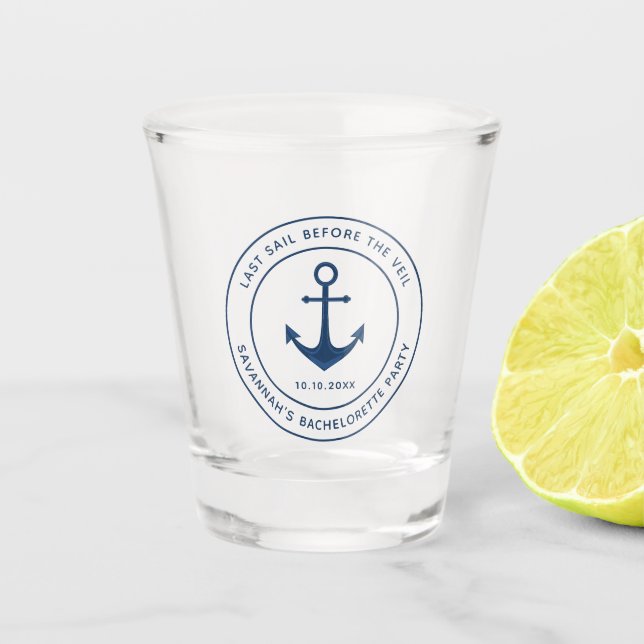Nauti Junggeselinnen-Abschied letzte Segel vor dem Schnapsglas (Vorderseite)