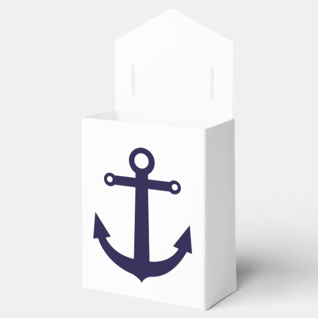 Nautial Anchor Navy Blue Gastgeschenk Hochzeit Box Geschenkschachtel (Geöffnet)