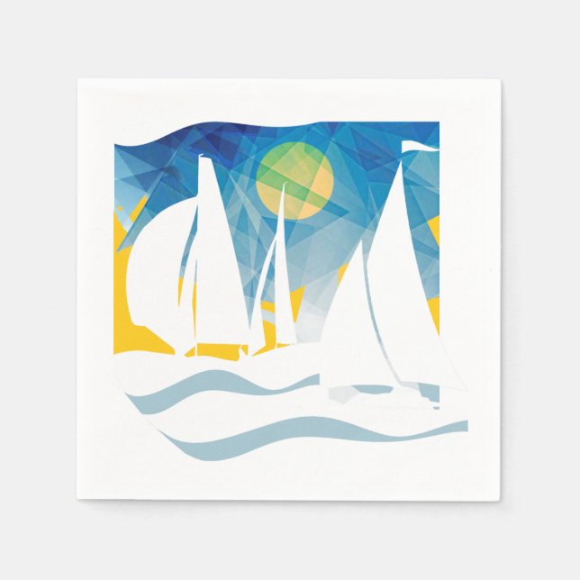 Nautic Abstrakt Segeldesign Serviette (Vorderseite)