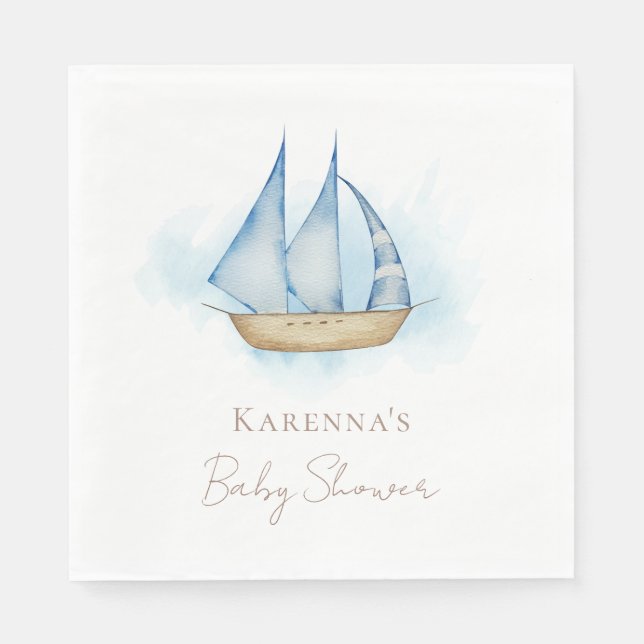 Nautic Adventure White Baby Dusche Napkins Serviette (Vorderseite)