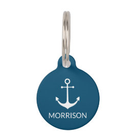 Nautic Anchor aquamarin Blue individuelle Name Inf Haustiermarke