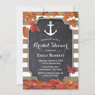 Nautic Anchor Autumn Leaves Brautparty Einladung