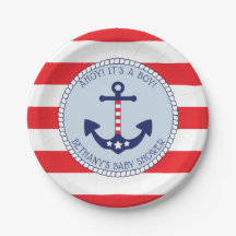 Nautic Anchor Baby Shower Boy Patriotic
