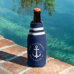 Nautic Anchor Beach House Navy Blue Flaschenkühler