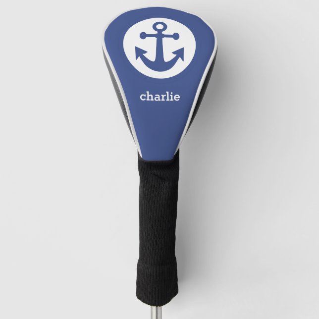 Nautic Anchor benutzerdefinierte Monogramm-Treiber Golf Headcover (Vorderseite)